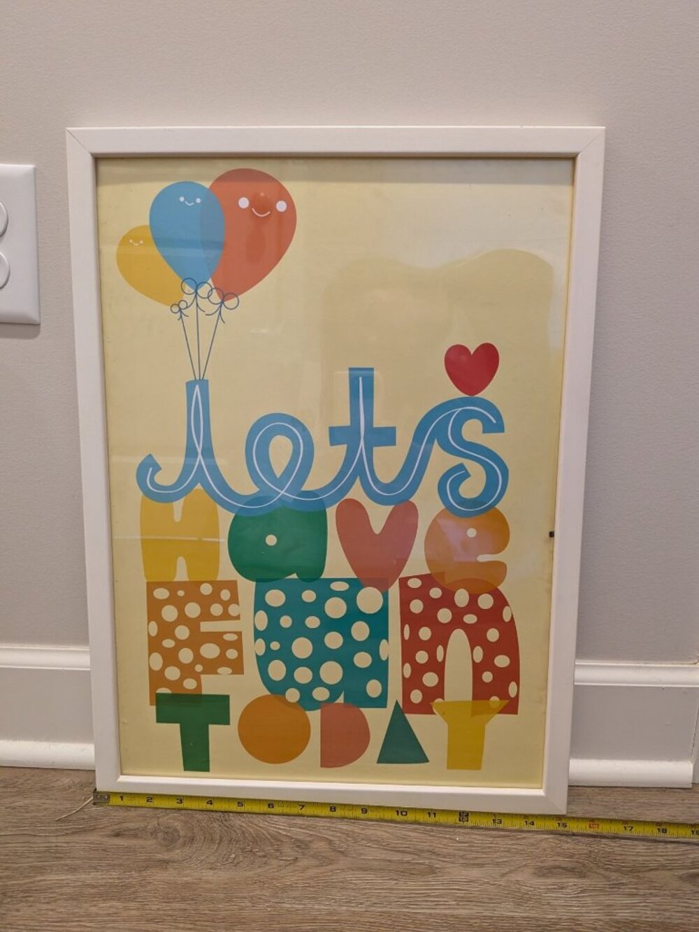 White frame Kids room wall art lets have fun